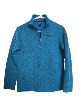 Patagonia Worn Wear 1/4 Zip Boy Size XL 14 Better Sweater Balkan Blue EUC